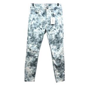 Good American Womens Jeans Cloud Tie Dye Good Legs Raw Hem Blue Sz 10/30*